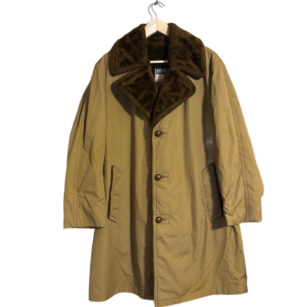 Rare Vintage Mighty Mac Men’s Winter Outerwear Tan/Brown Faux Fur Lining Sz 40 🧥